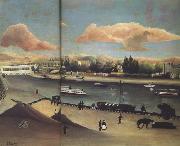 Henri Rousseau View of Point-du-Jour.Sunset USA oil painting artist